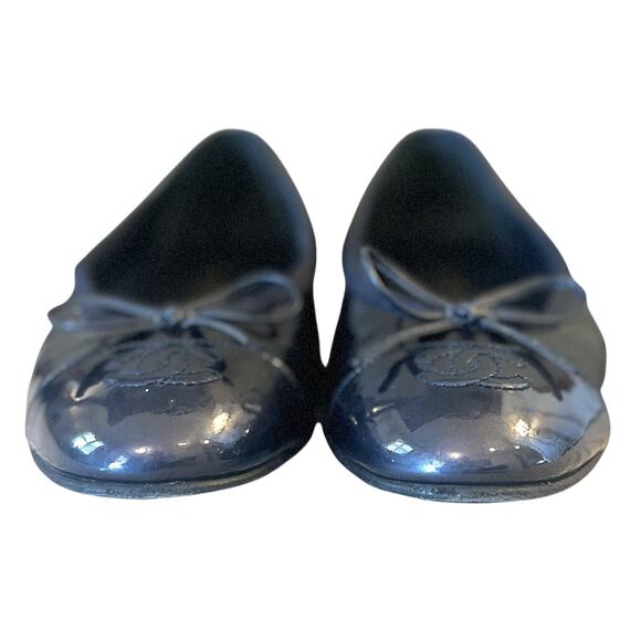 Chanel Patent Leather Blue Ballet Flats - Size 40 - 100% Authentic - Picture 8 of 16